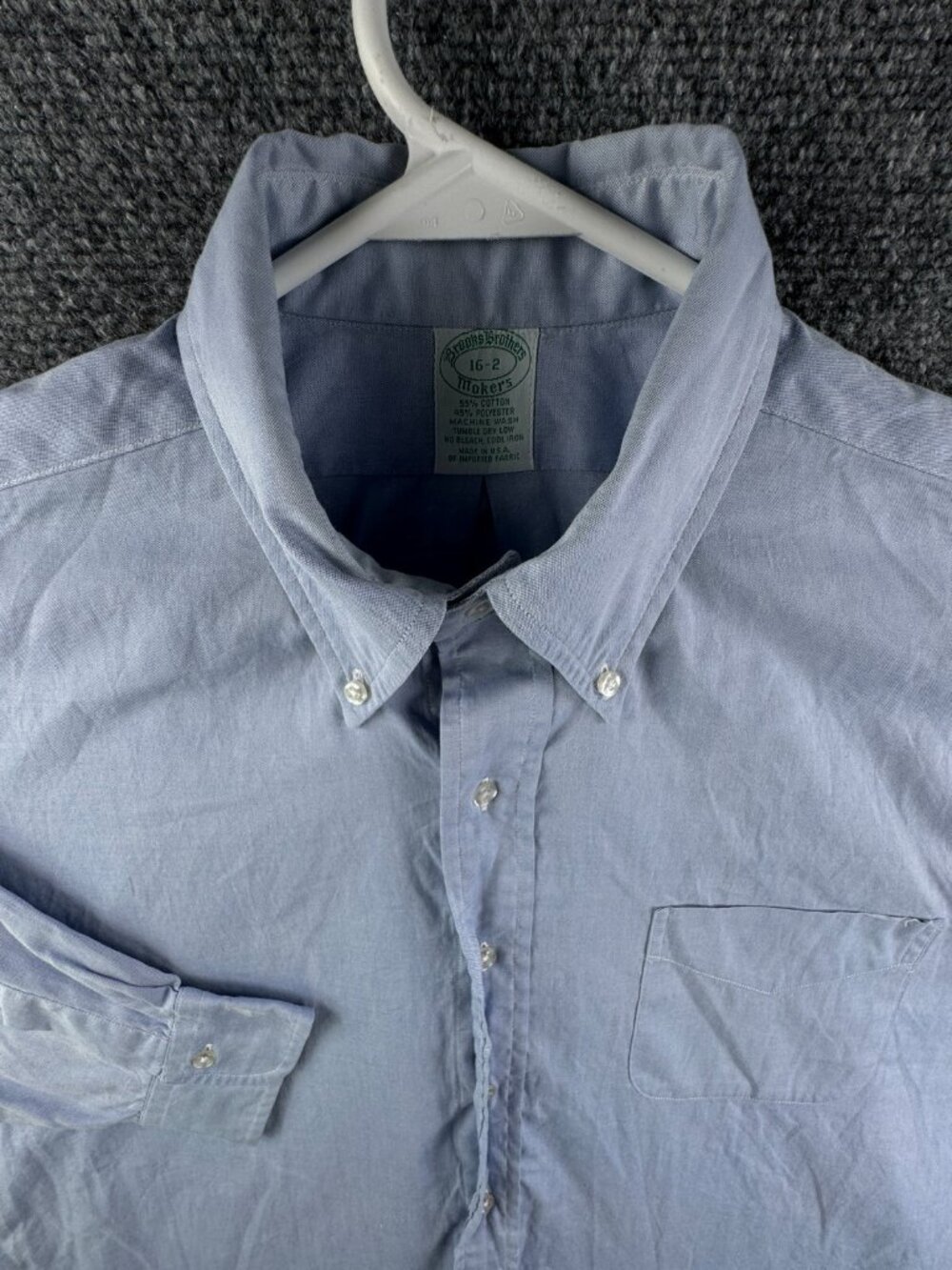 VTG Brooks Brothers Makers 16 32 Blue Men Button Up Shirt USA Cotton Polyester